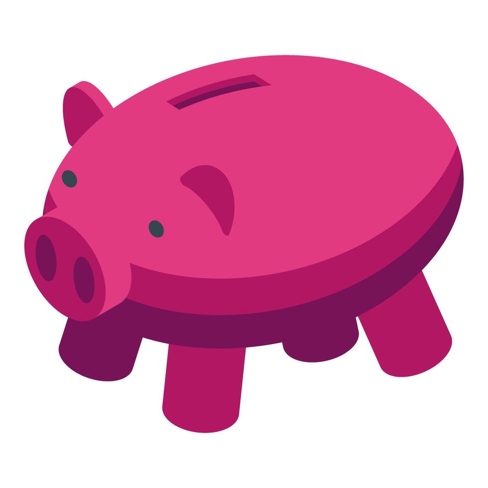 Pink piggy bank standing on white background vector