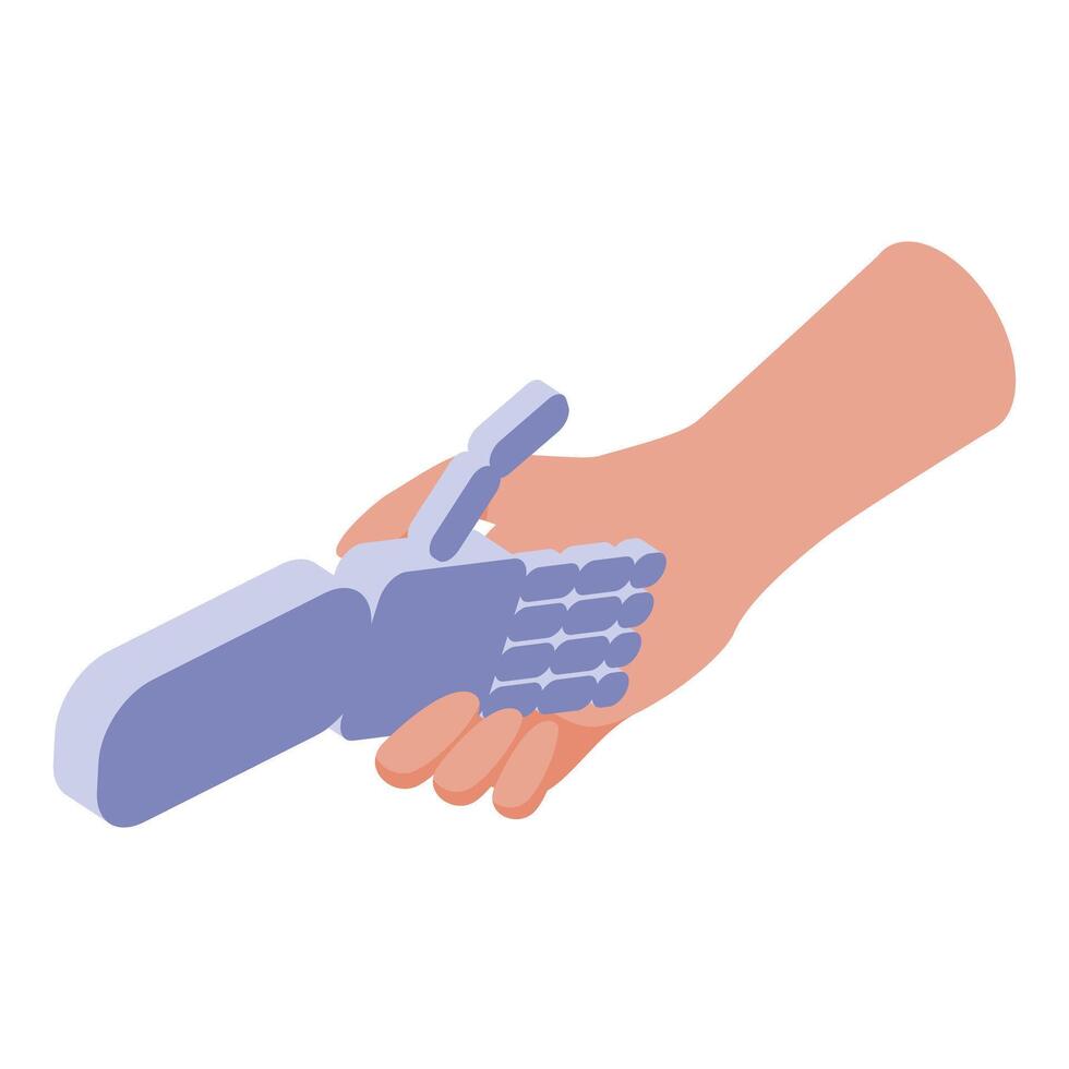 Businessman shaking hands with robot for artificial intelligence partnership vector