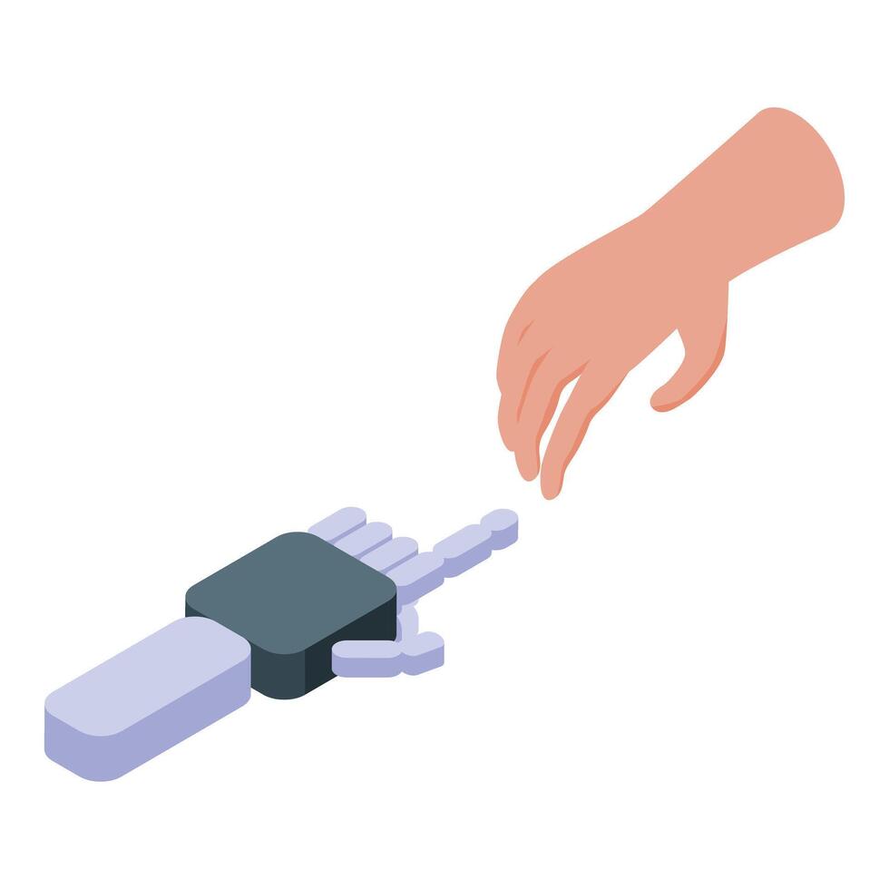 Robotic arm touching human hand futuristic technology vector