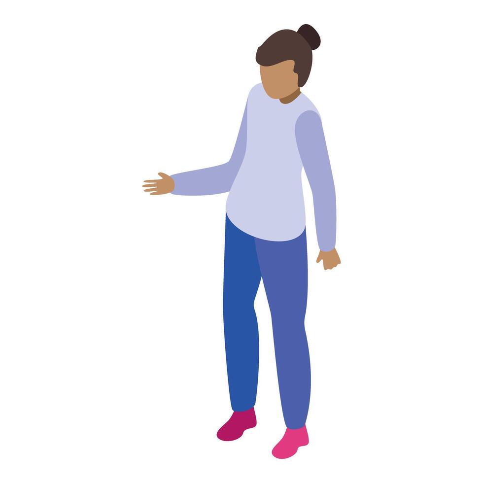 Young woman explaining something with hand gesture vector