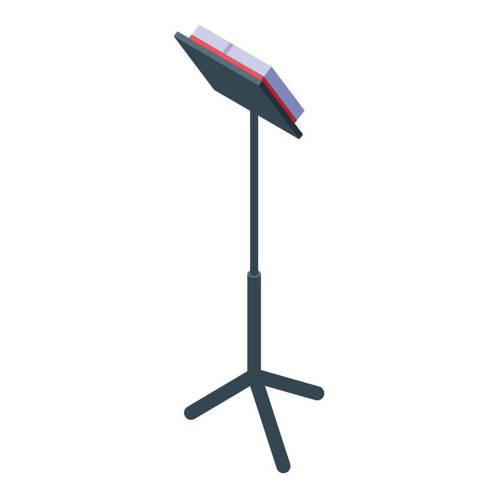 Black music stand holding papers is ready for the performance vector