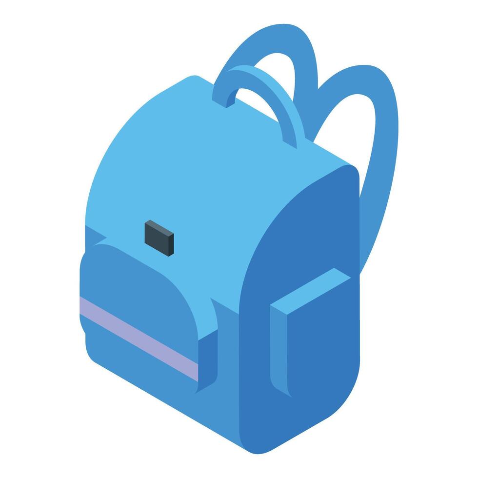 Blue school backpack isometric style for back to school designs vector
