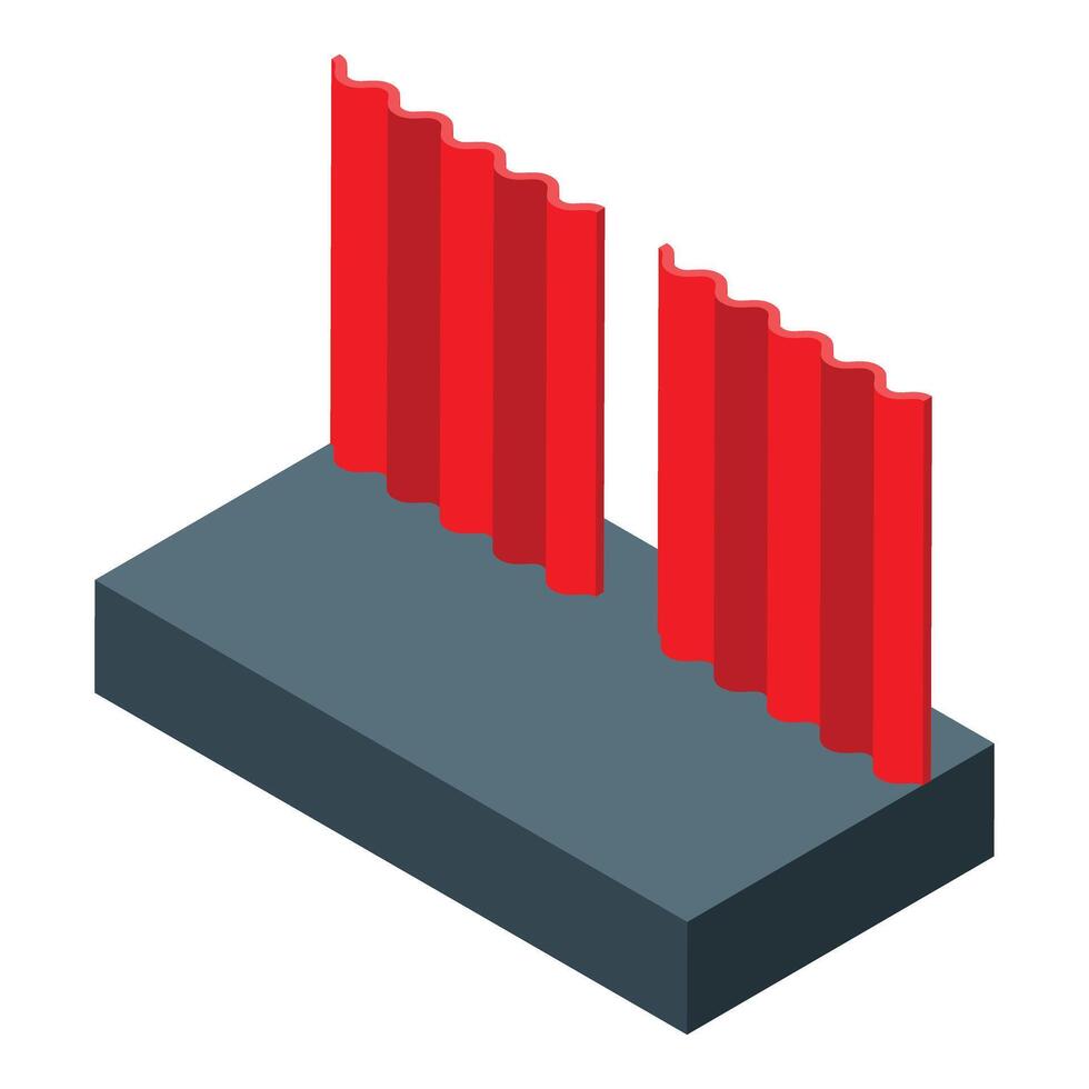 Red metal profile for roof repairing covering building material isometric view vector