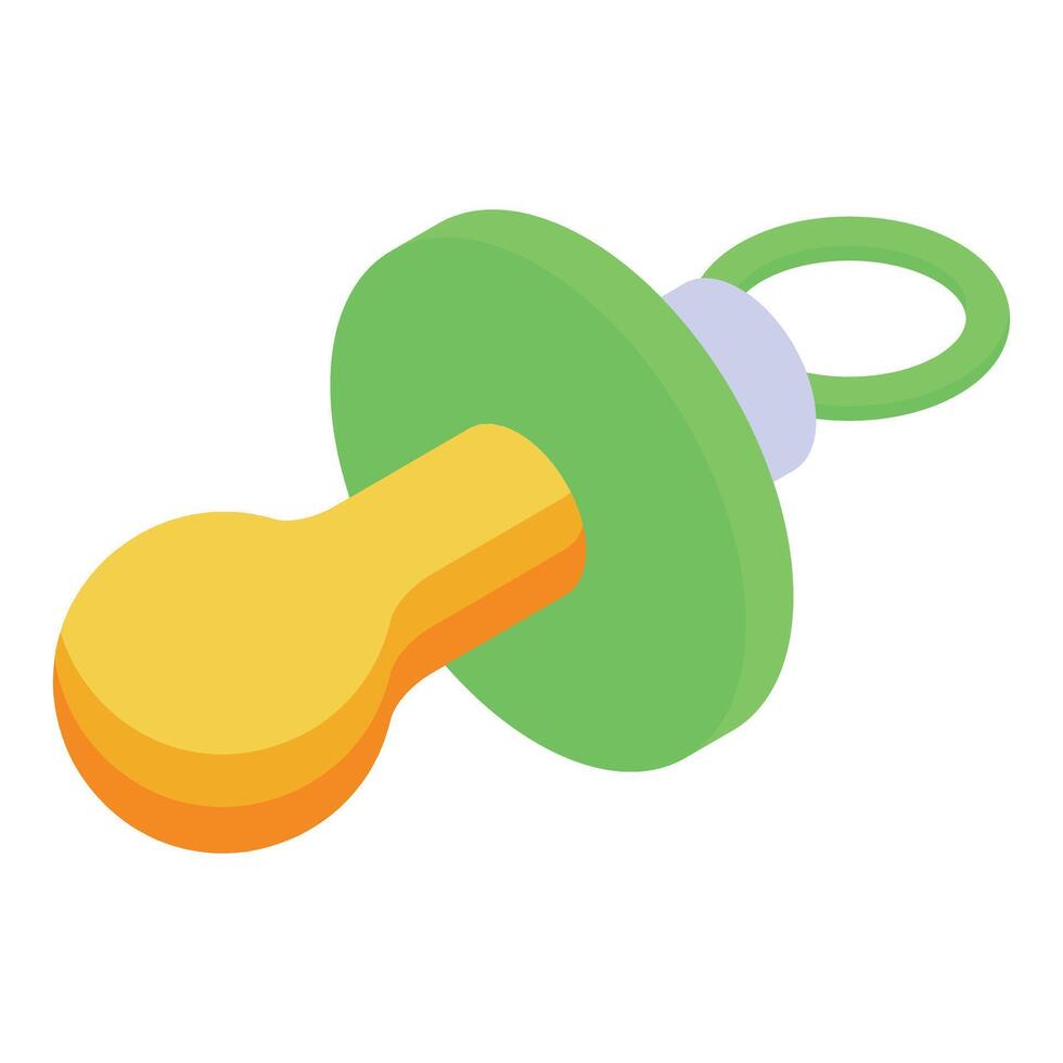 Green and orange baby pacifier isometric view vector