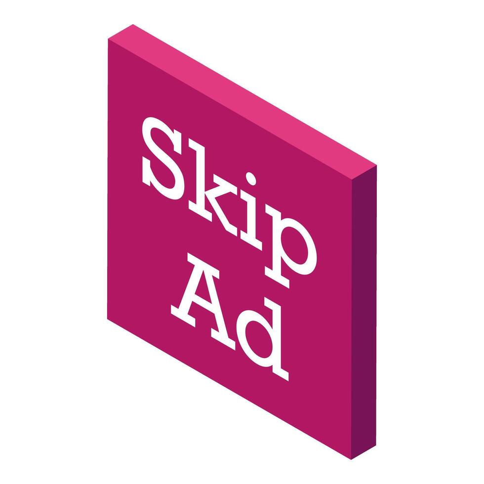 Skip ad button showing concept of online advertisement vector