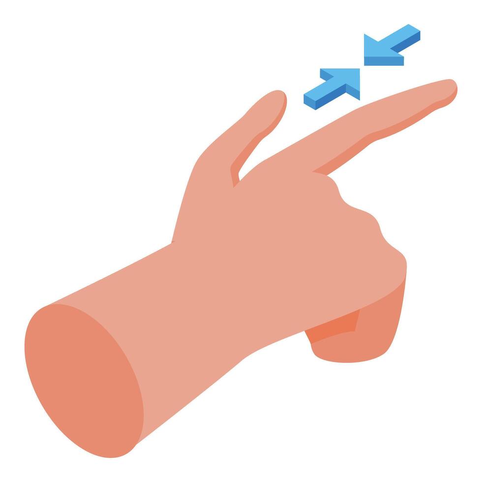 Hand gesturing with two fingers for multi touch zooming effect vector