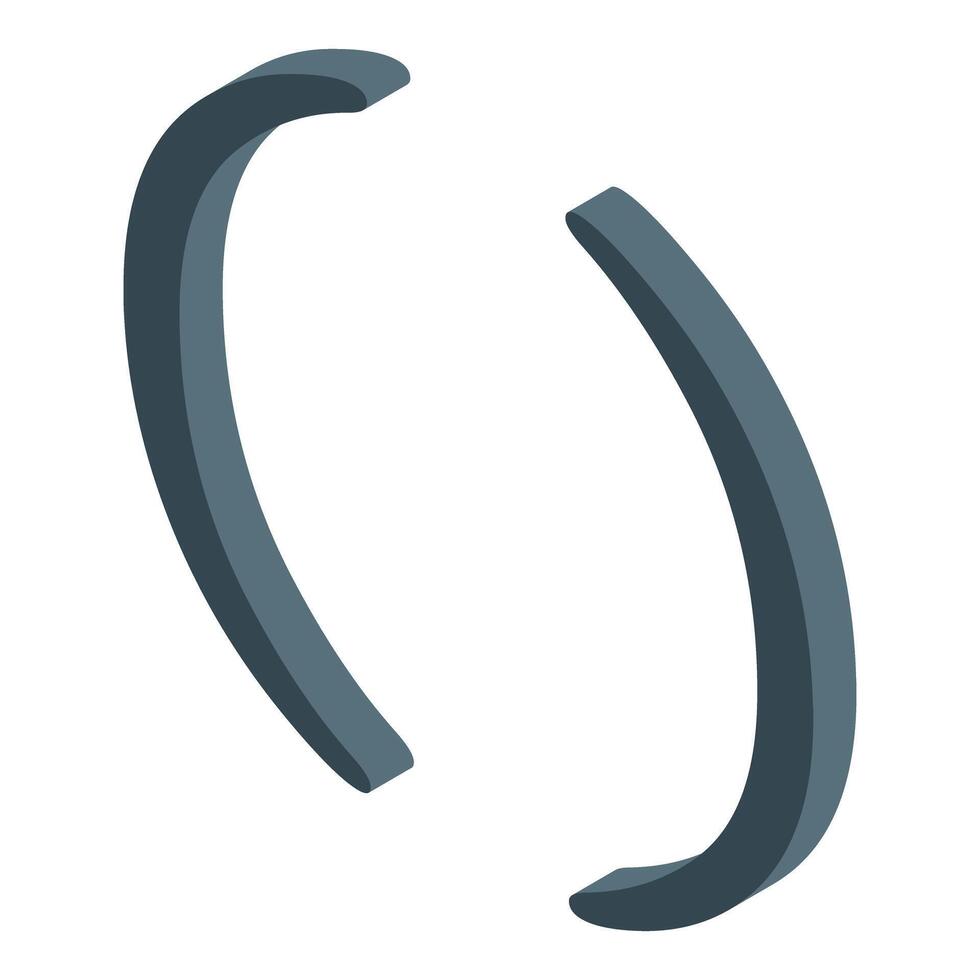 Round brackets forming parentheses symbol isometric icon vector