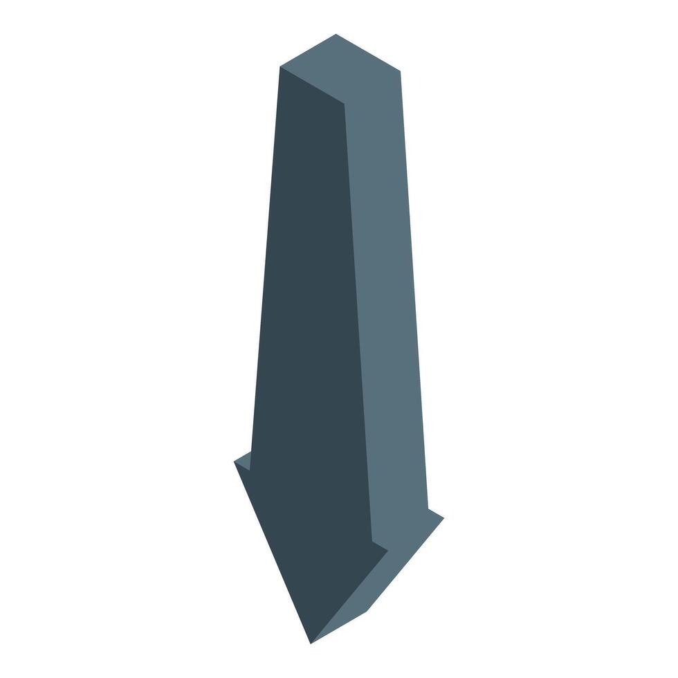 Isometric arrow pointing down representing decrease vector