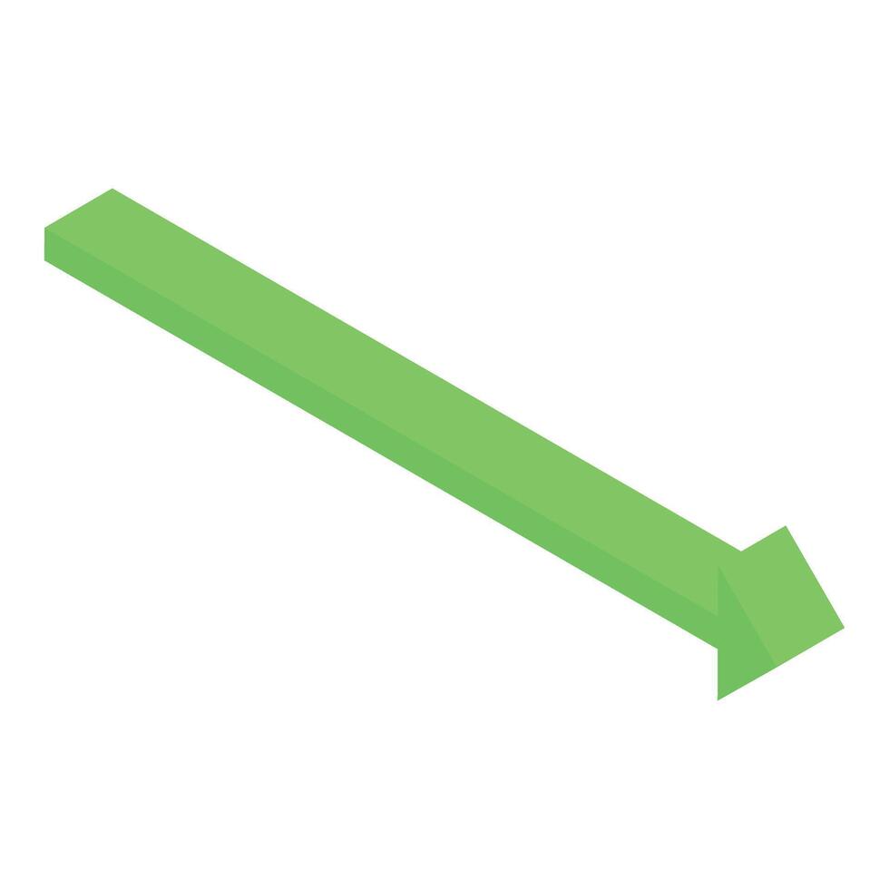 Long green arrow is pointing down on a white background vector