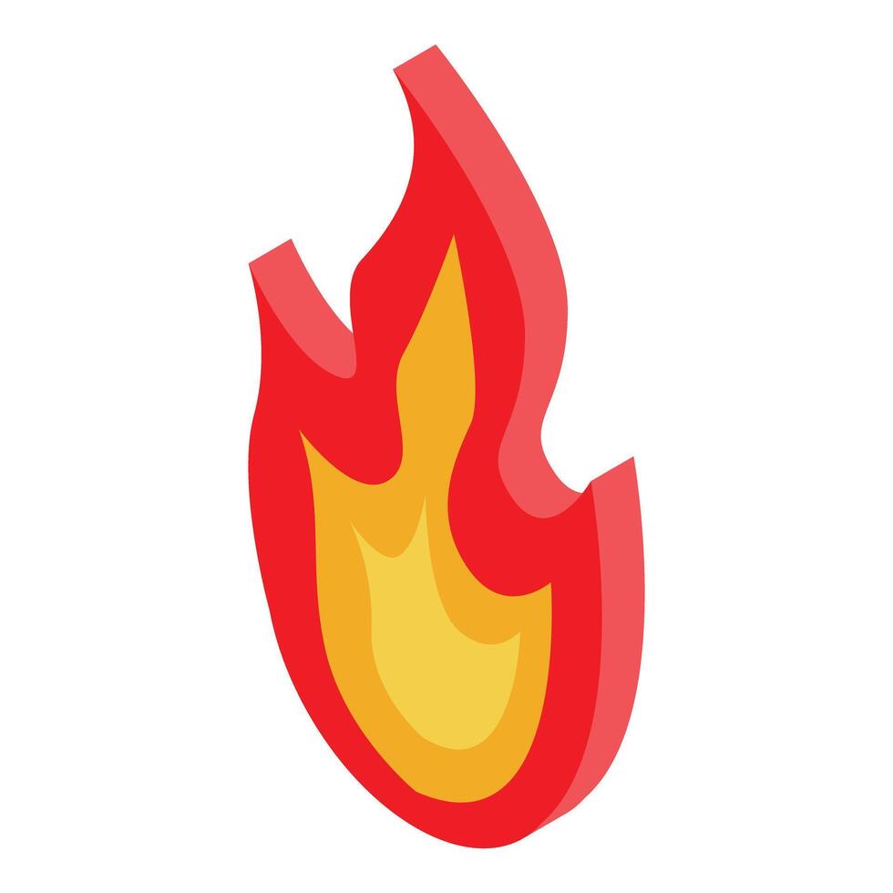Red and yellow fire is burning with high flames isolated on white background vector