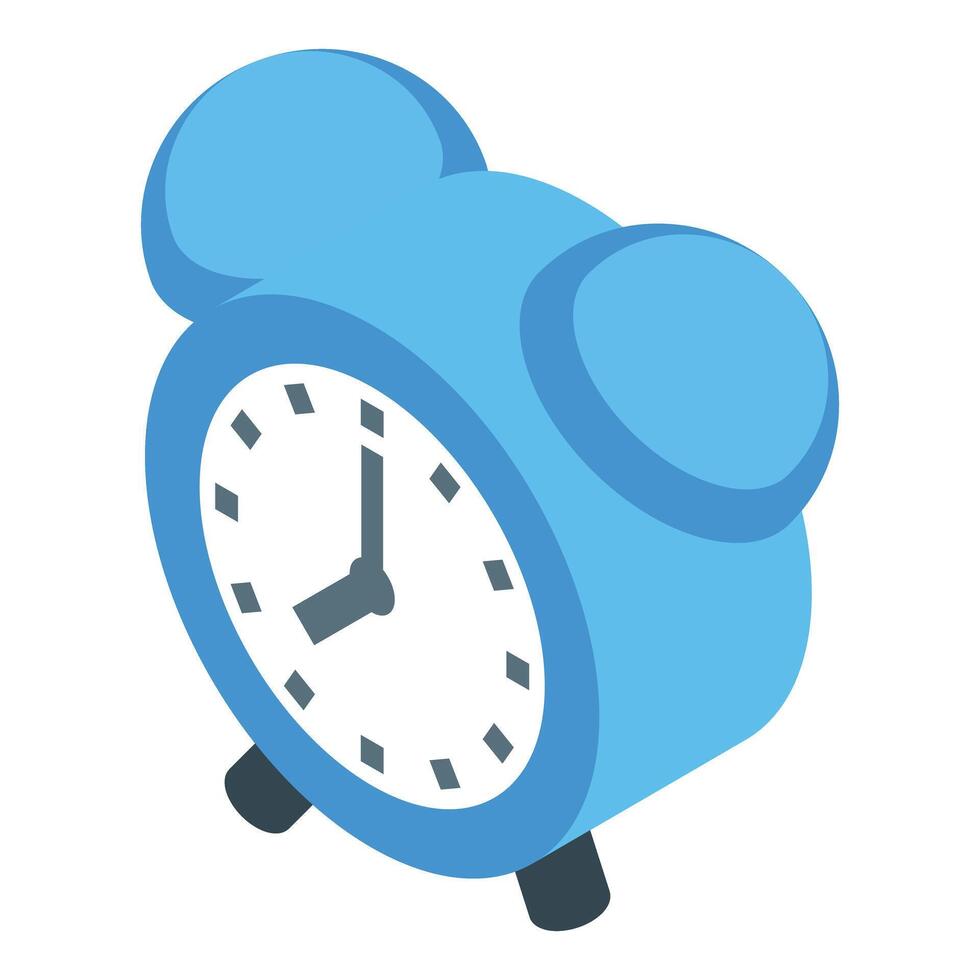 Blue alarm clock showing time passing isometric icon vector