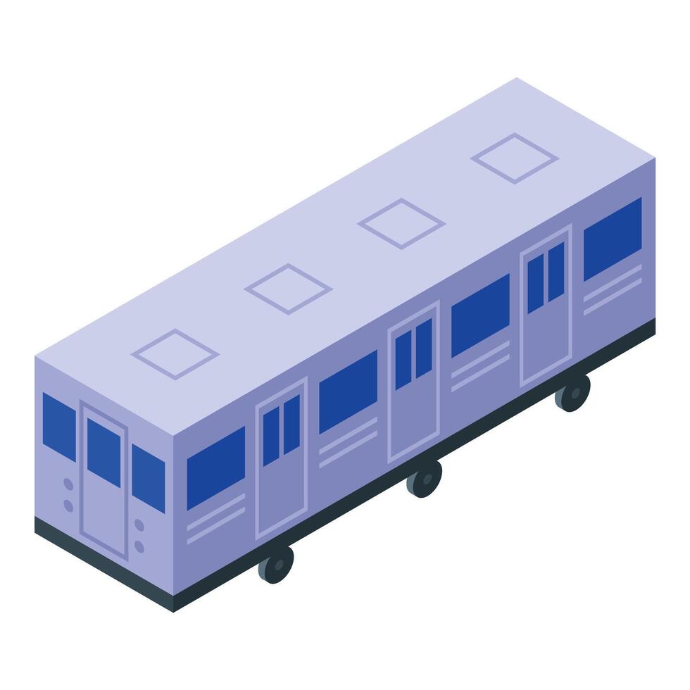 Modern subway train waggon standing on rails isometric view vector