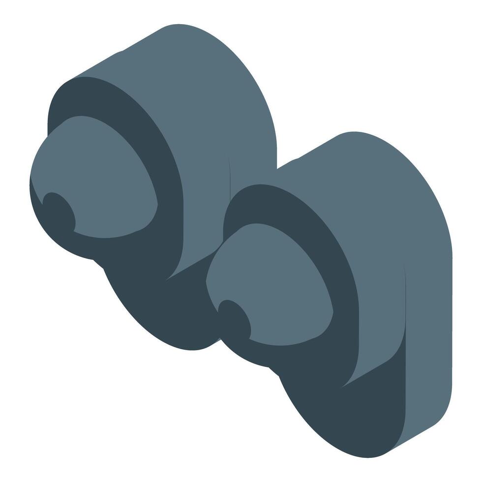 Robot face with big eyes expressing curiosity in isometric view vector
