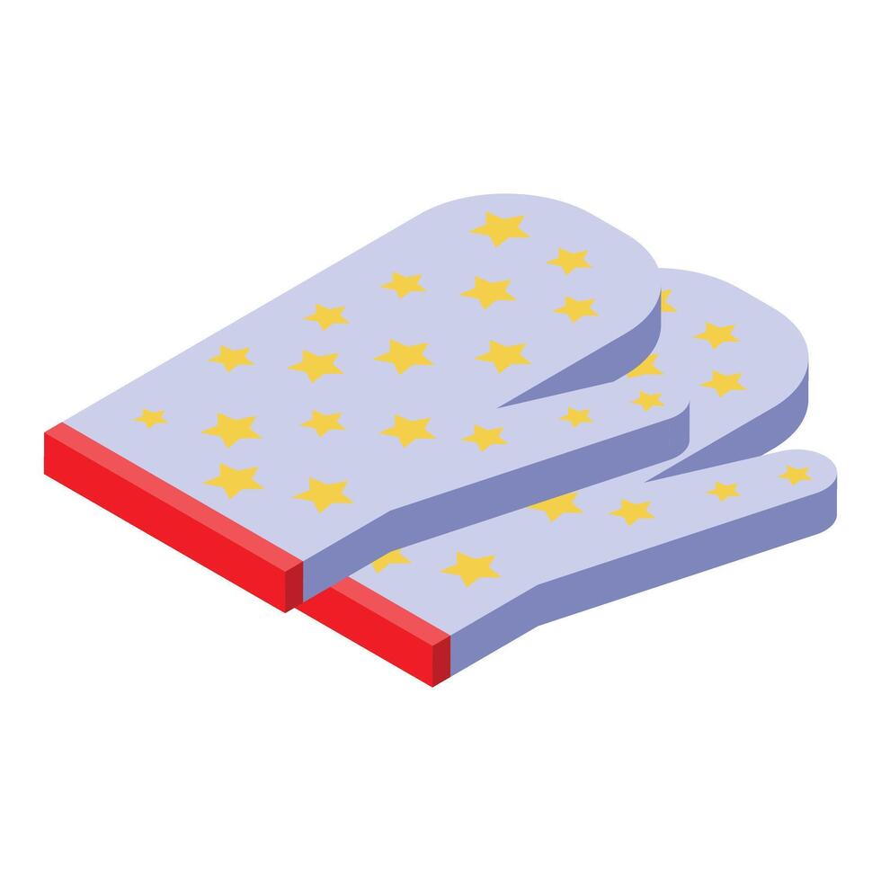 Pair of oven mitts with star pattern for safe cooking vector