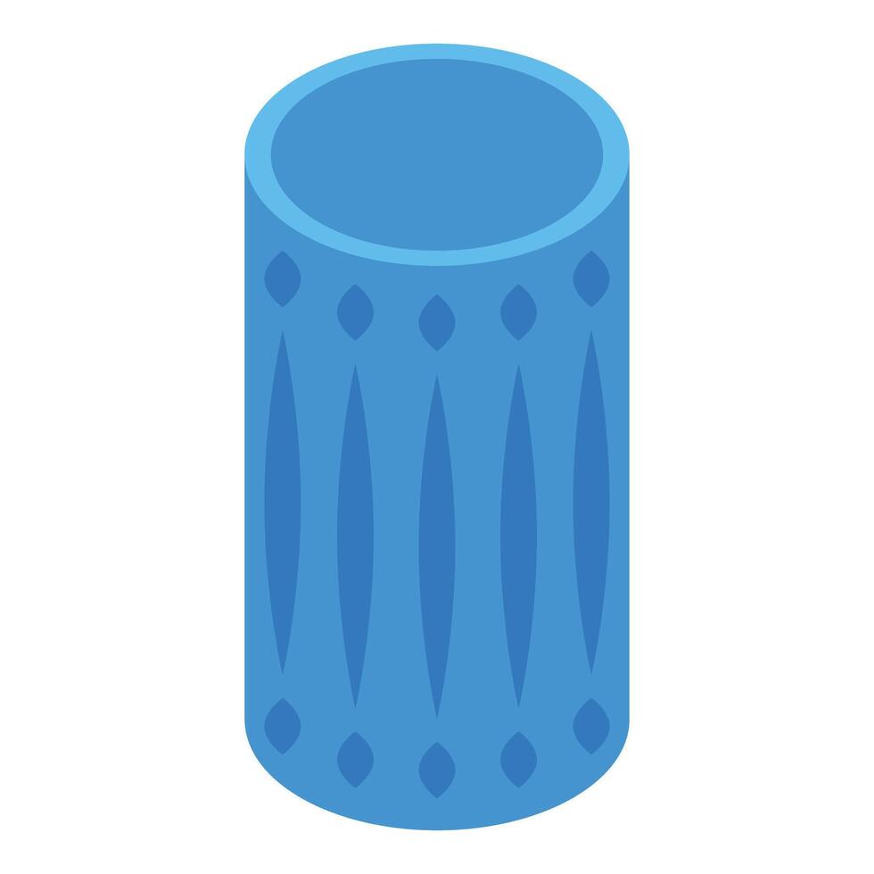 Blue trash can standing upright with simple decoration vector