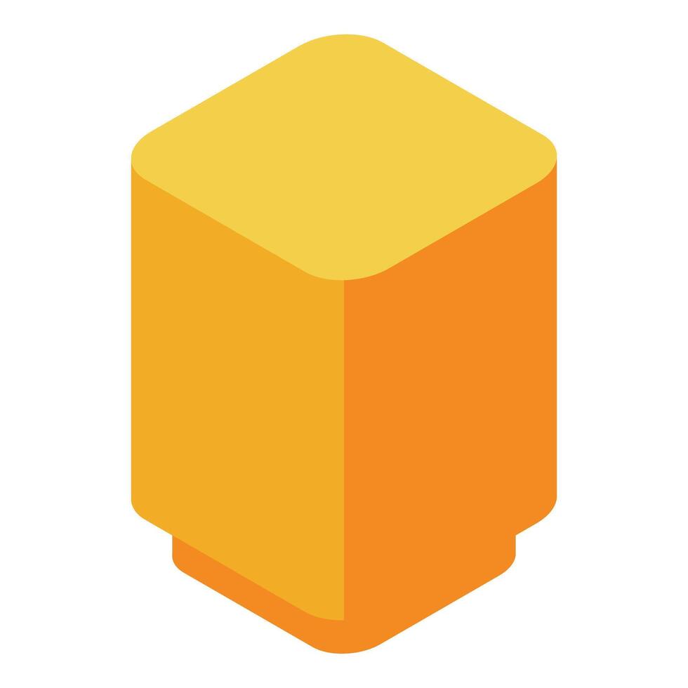 Yellow cube standing on one corner with rounded edges vector