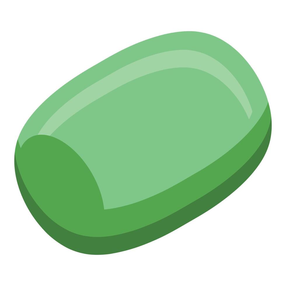 Green pill being rotated on white background vector
