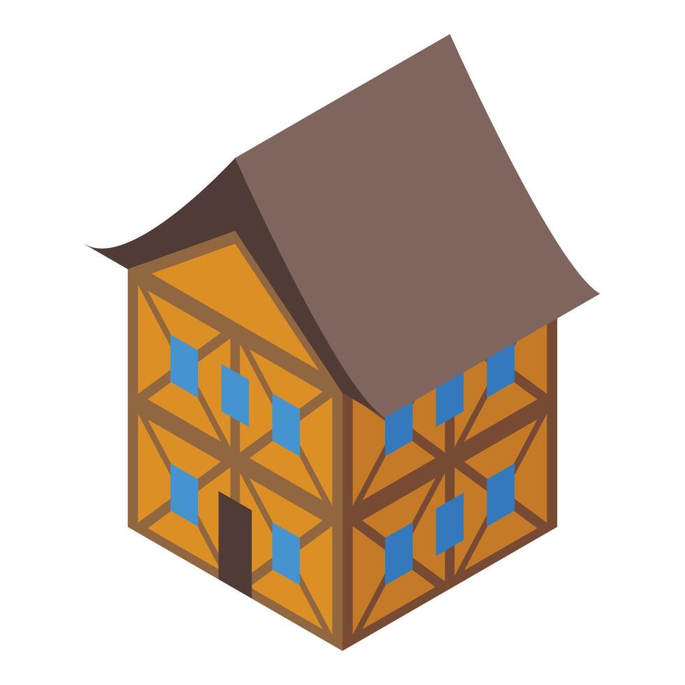 Fachwerkhaus german style timber framing house isometric view vector