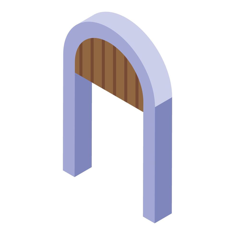 Wooden archway gate opening to new opportunity vector