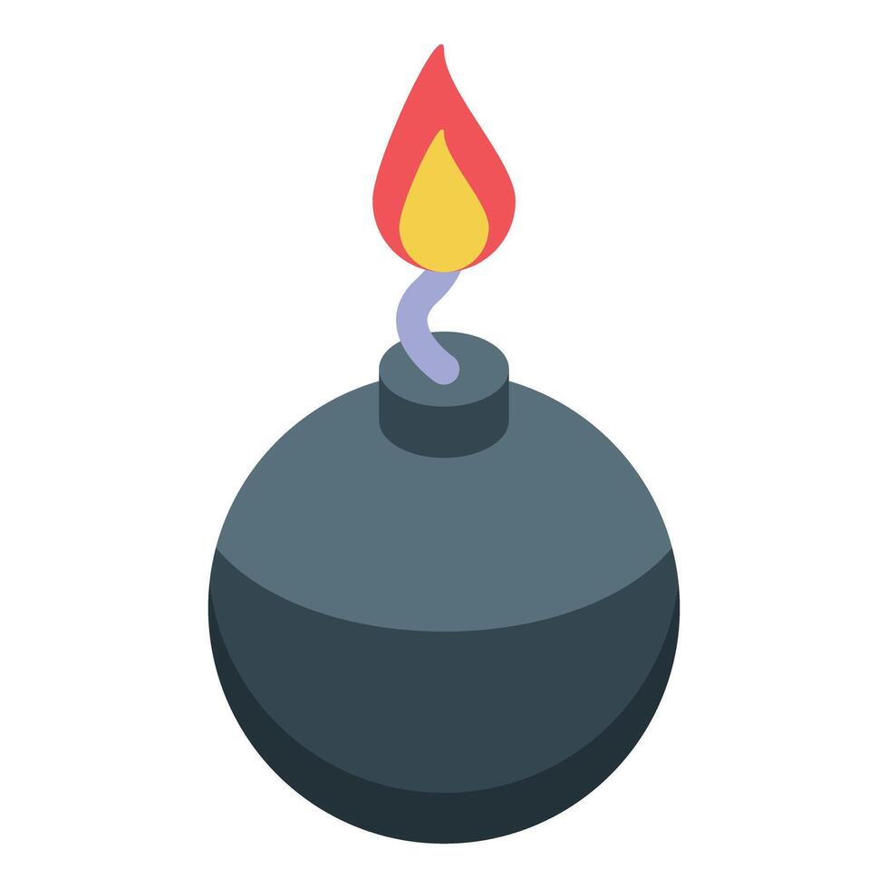 Round bomb burning with short fuse isometric icon vector