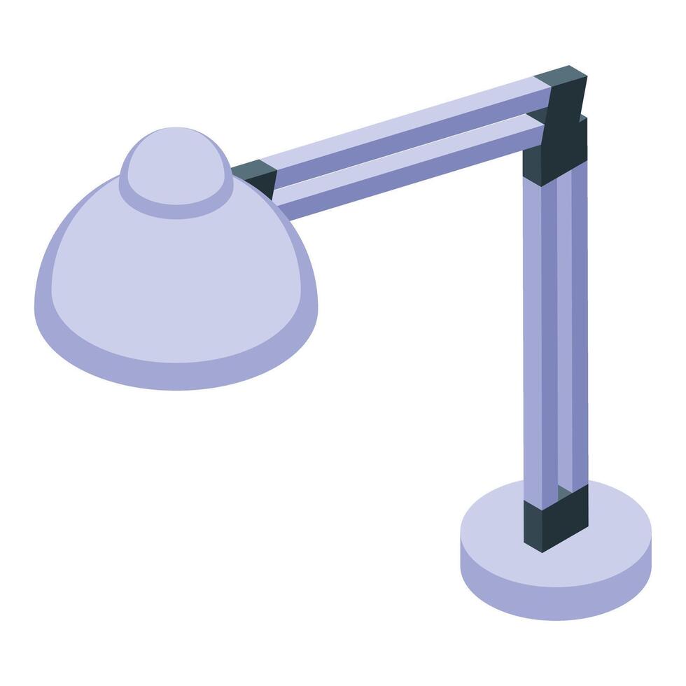 Modern desk lamp standing and illuminating isometric illustration vector