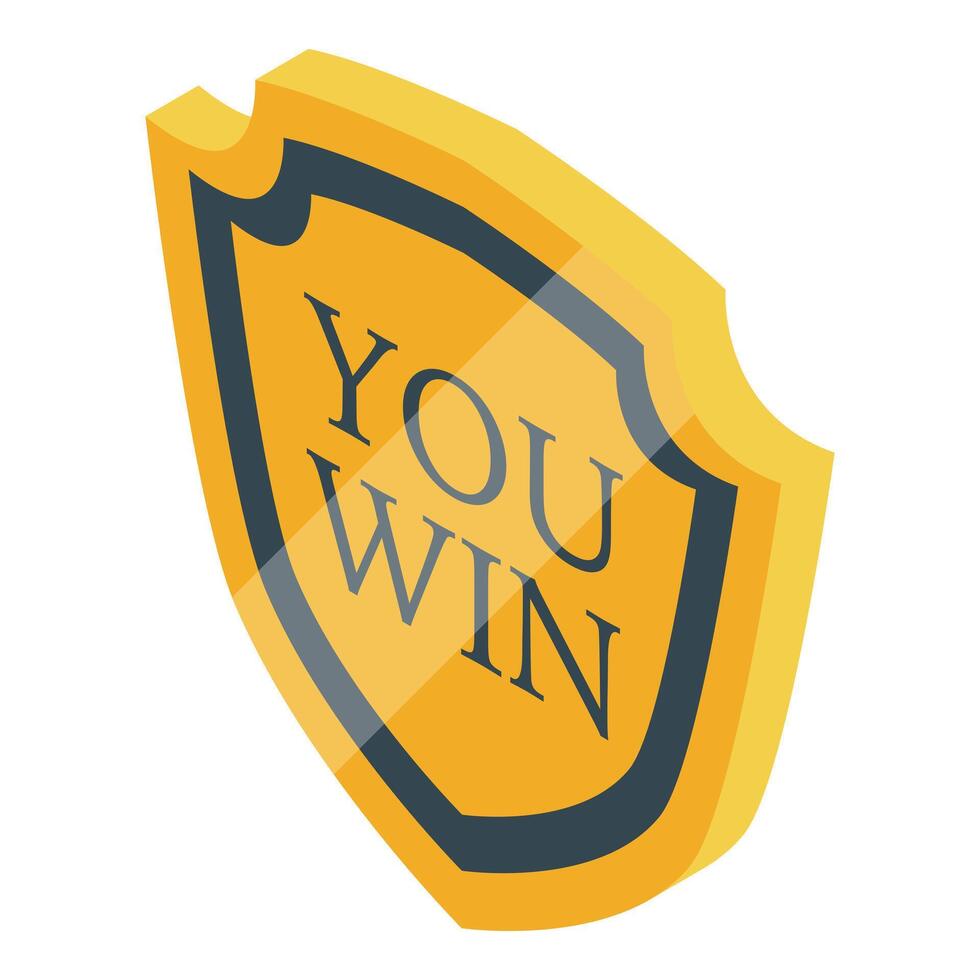 Golden shield showing you win message for game ui vector