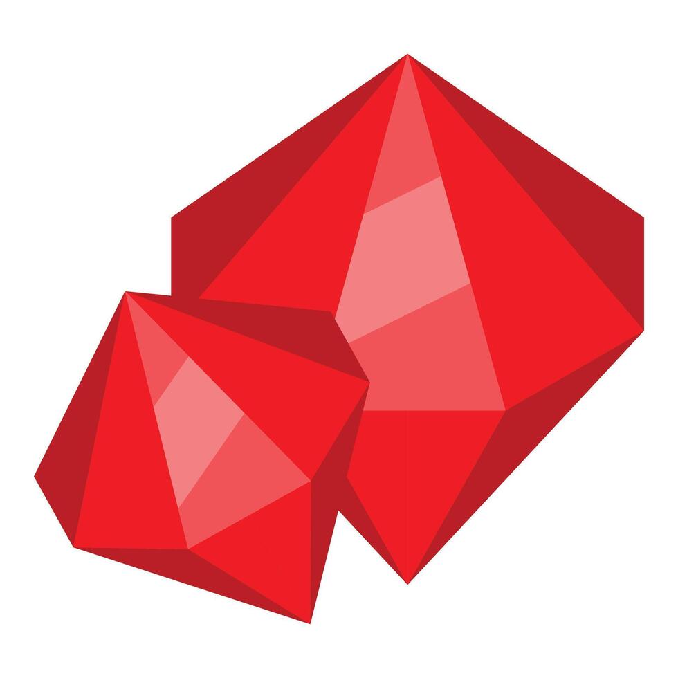 Two red gemstones sparkling with light reflecting off their facets vector