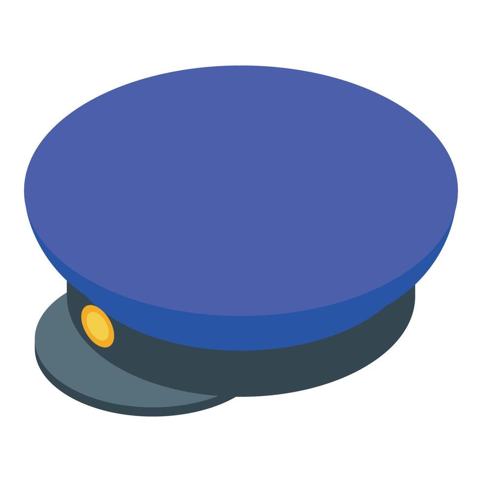 Blue police hat isometric style representing law enforcement and security vector