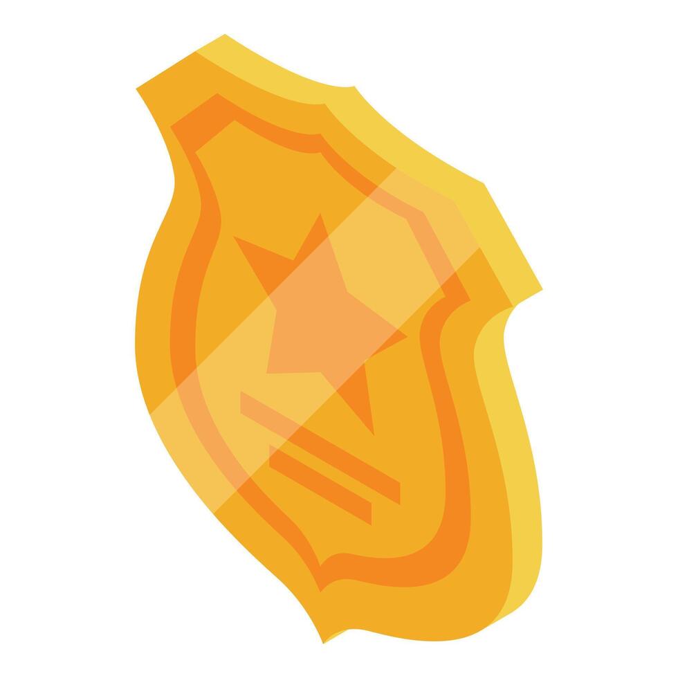 Golden shield providing security and protection with star symbol vector