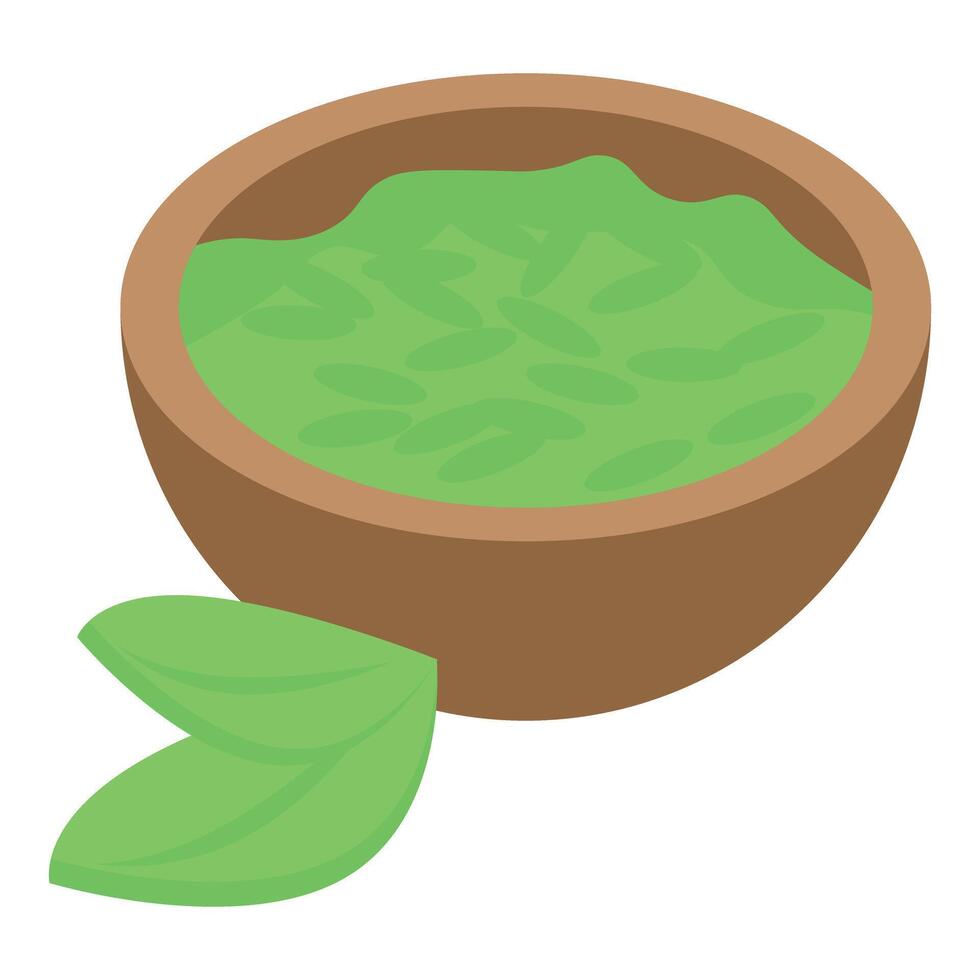 Green sauce is served in a bowl with a garnish on the side vector