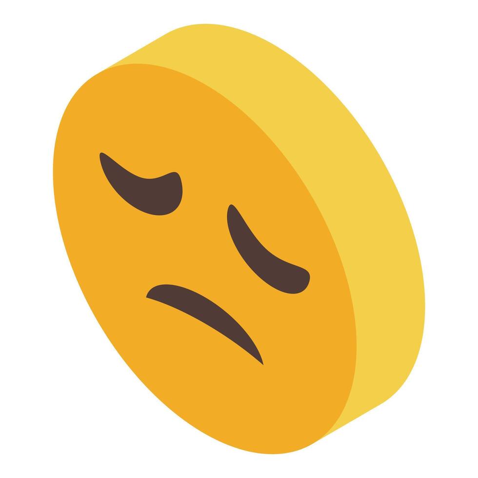 Yellow emoji expressing sadness with downcast eyes vector