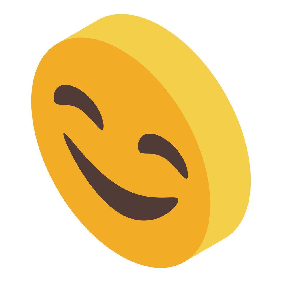 3d yellow winking face expressing happiness and joy vector