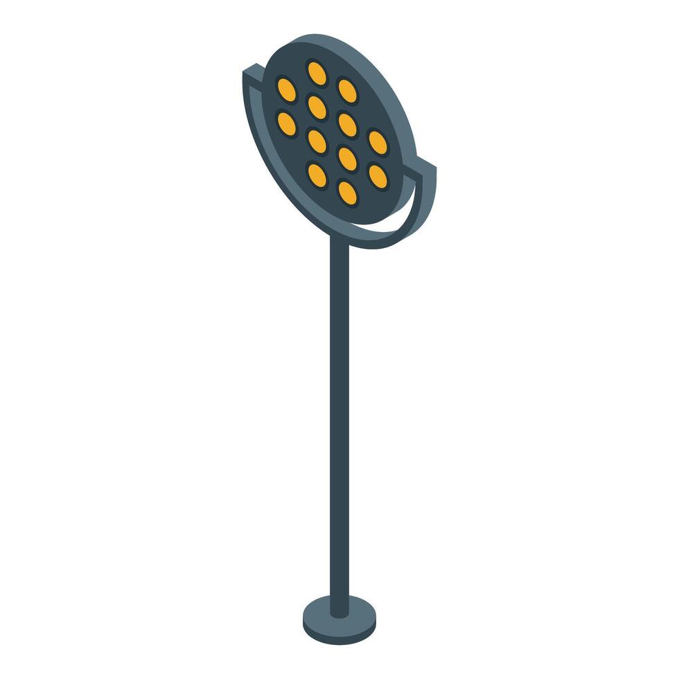 Round spotlight standing on the floor illuminating vector