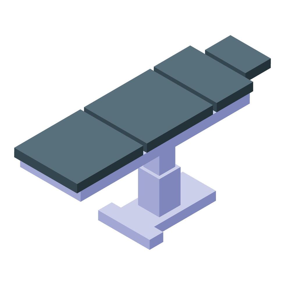 Adjustable medical table being prepared for surgery in operating room vector
