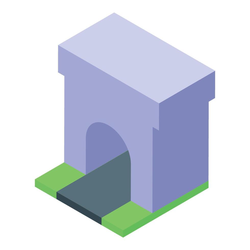 Tunnel entrance with road isometric illustration vector