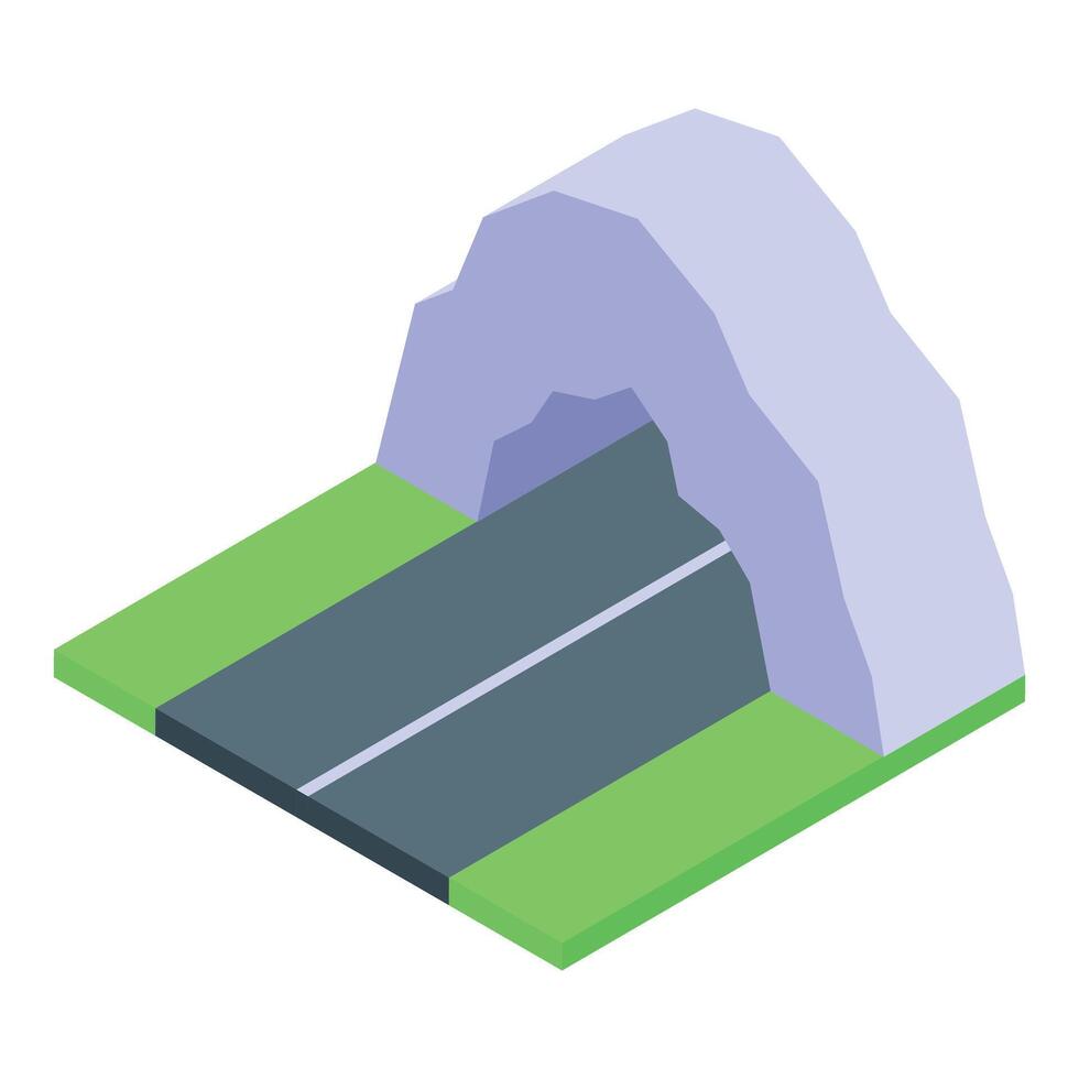 Road is passing under an arched tunnel in the mountain vector