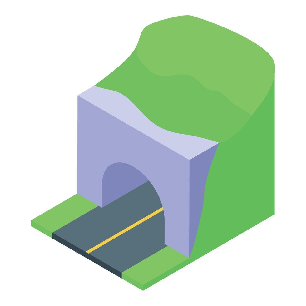 Road passing through tunnel in mountain isometric illustration vector