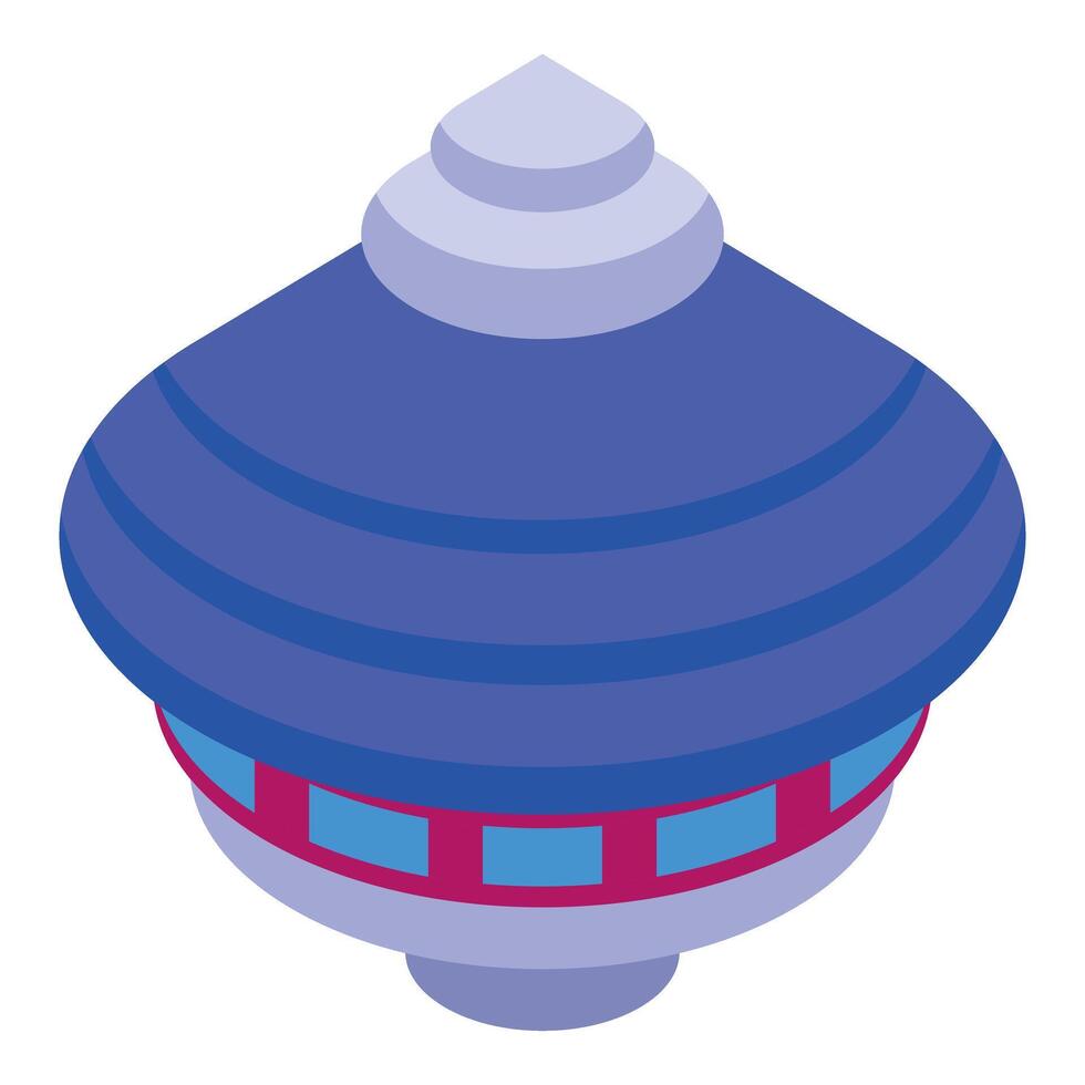 Blue spinning top toy balancing on a white background vector