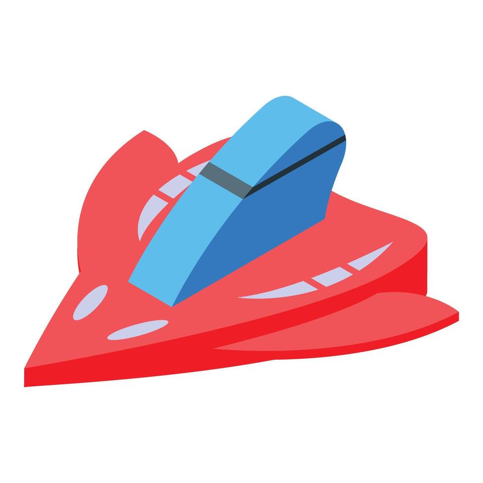 Red spaceship flying through space exploration vector