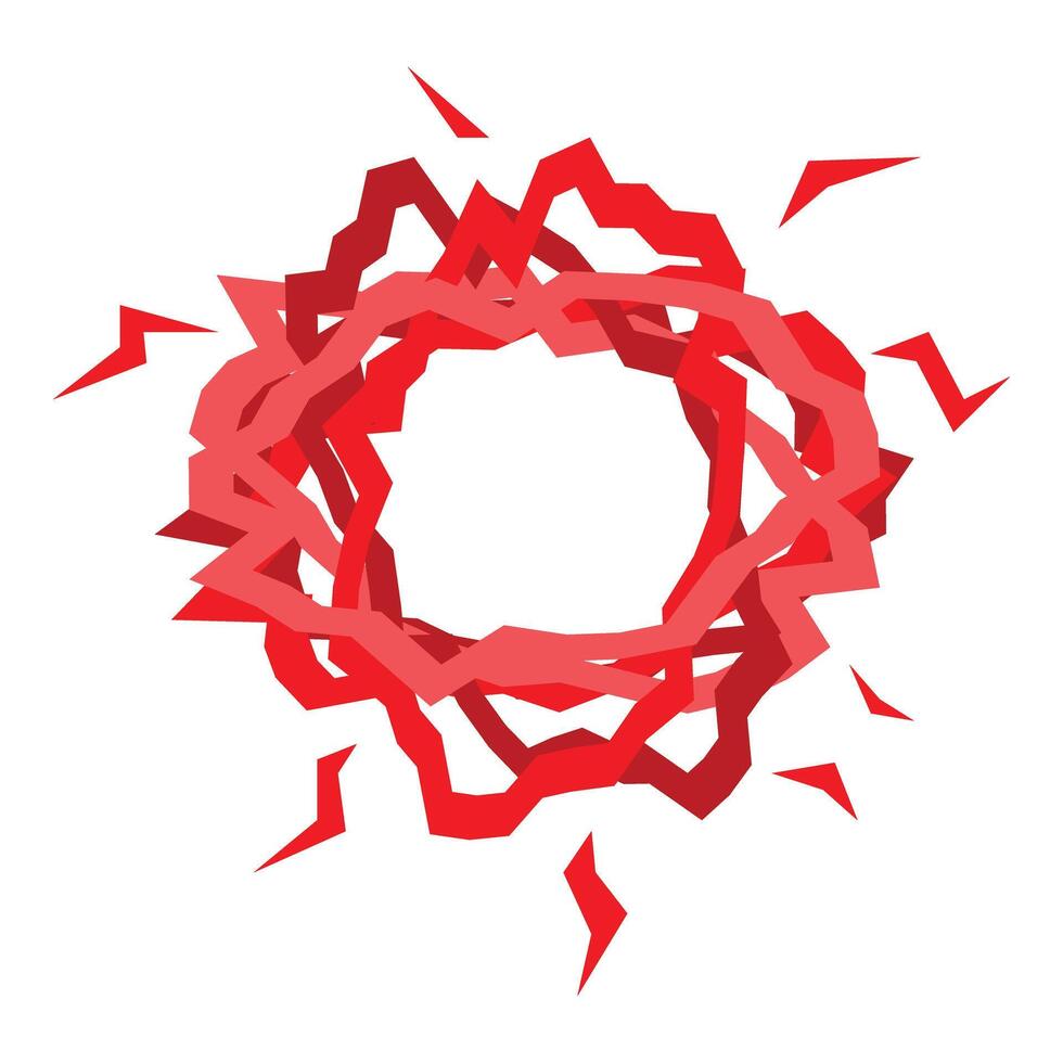 Red abstract circular shape with jagged edges forming a frame vector