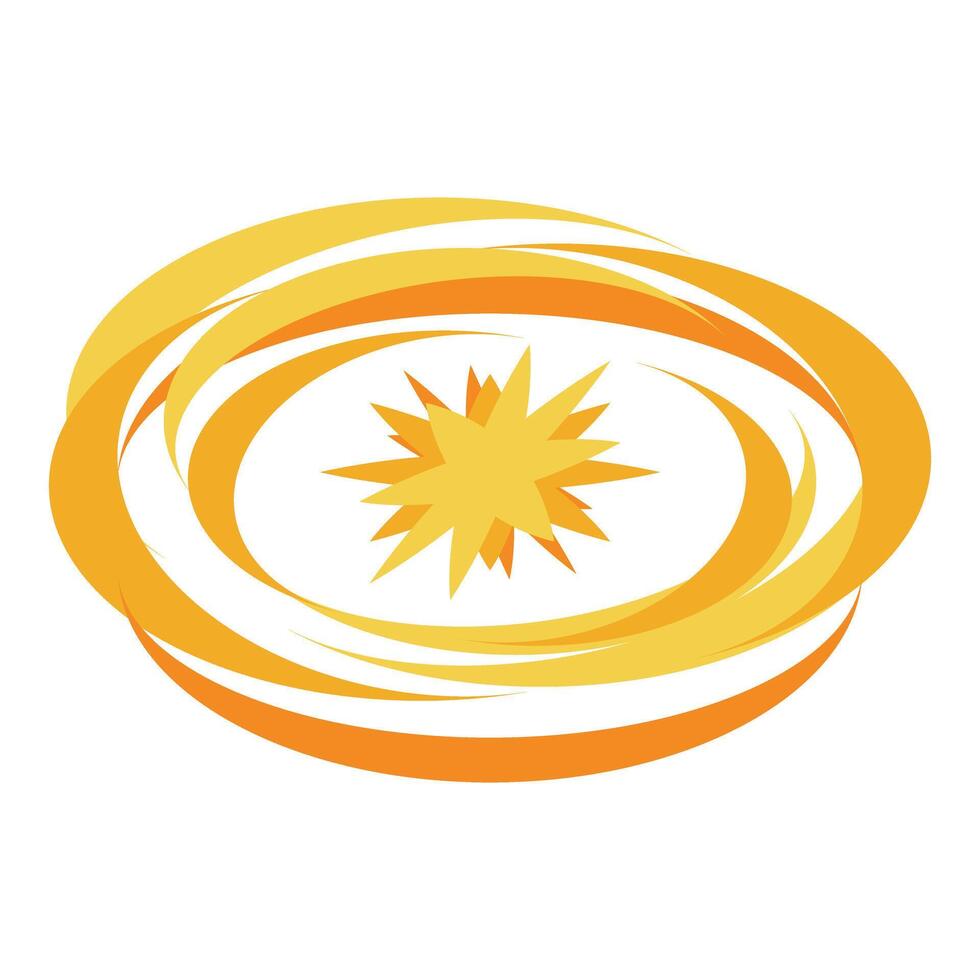 Yellow star shape surrounded by swirling circles vector
