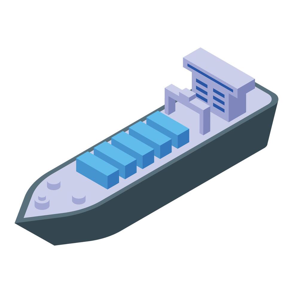Large cargo ship carrying containers across ocean isometric illustration vector