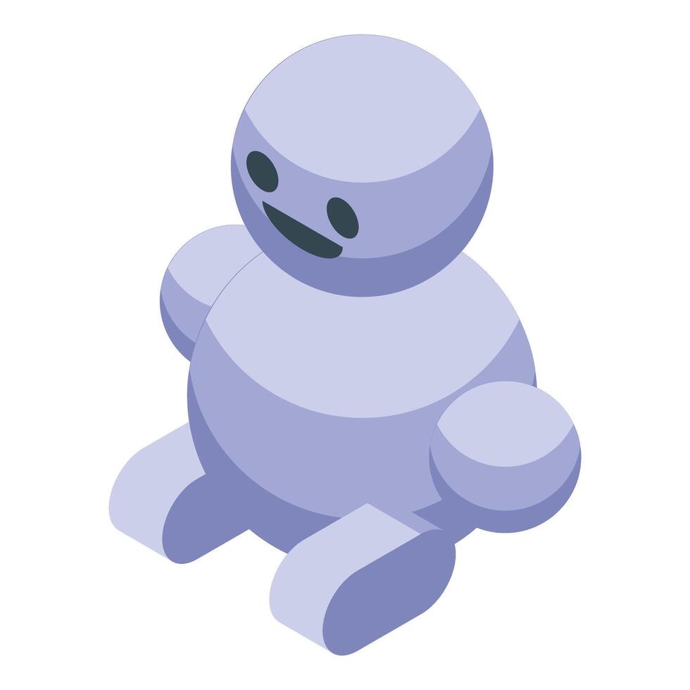 Cute toy robot sitting with legs outstretched is smiling vector