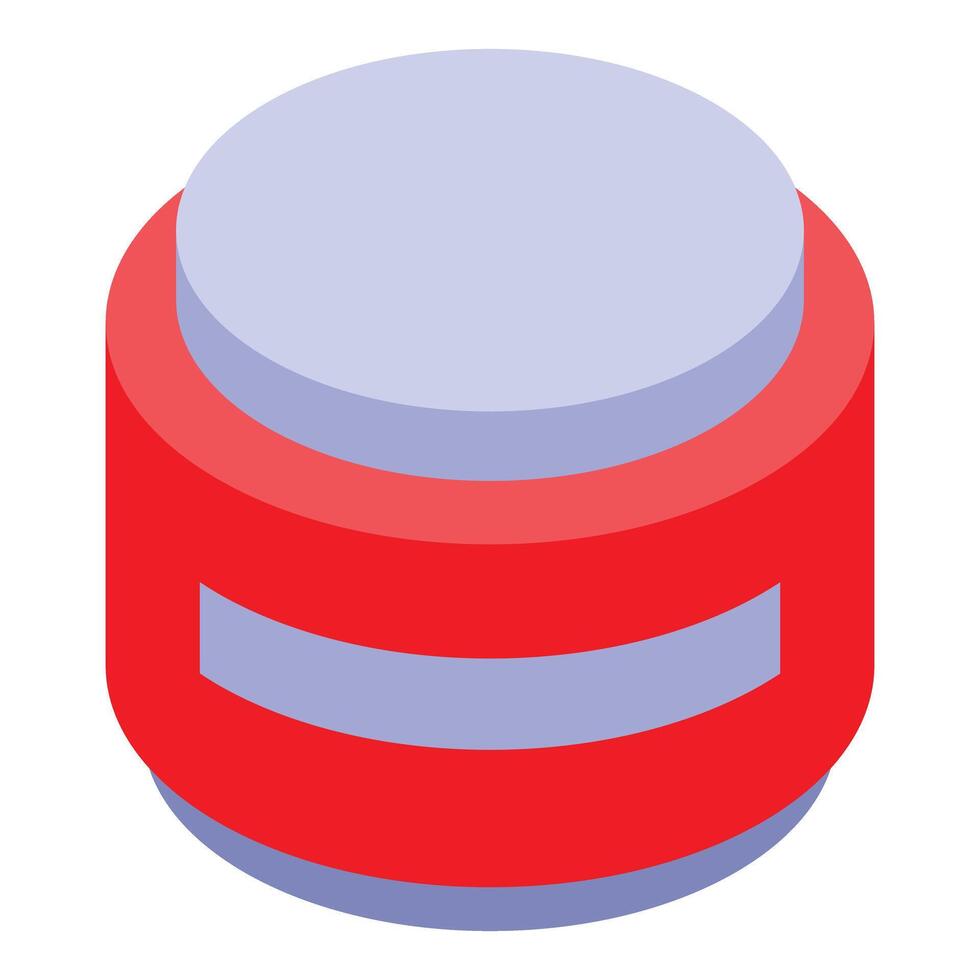 Red cosmetic cream jar with white blank label isometric view vector