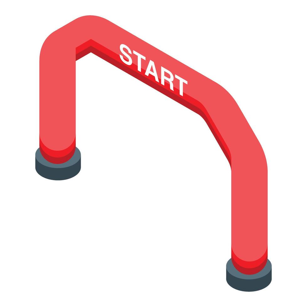 Red inflatable gate marking starting line for running competition vector