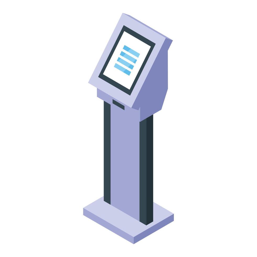 Payment terminal standing showing blank digital display screen vector