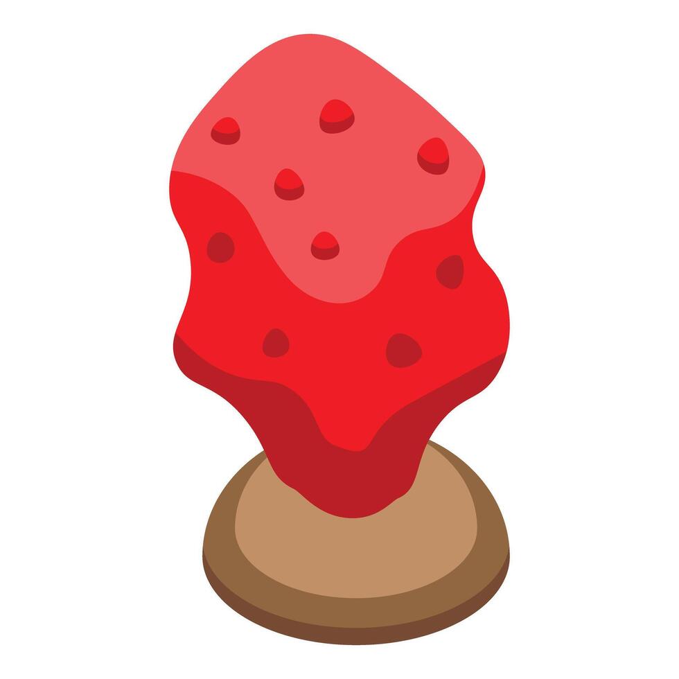 Delicious red strawberry ice cream melting on a stick vector