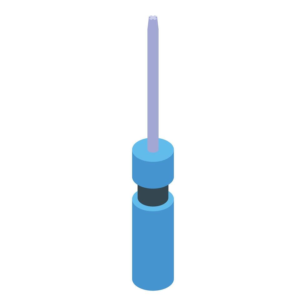 Blue screwdriver standing upright on white background vector