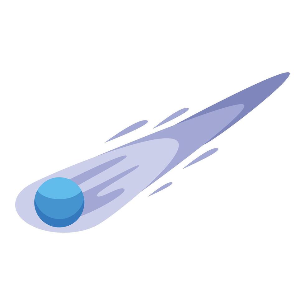 Blue comet flying in space leaving a trail of fire vector
