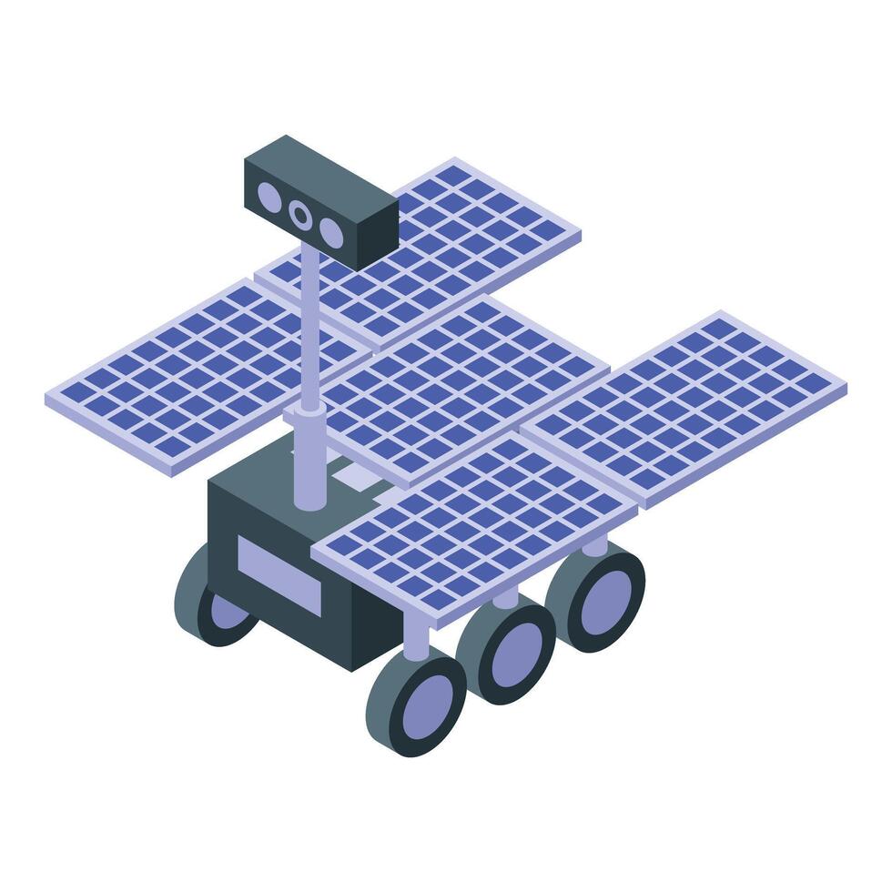 Modern mars rover exploring surface using solar energy vector